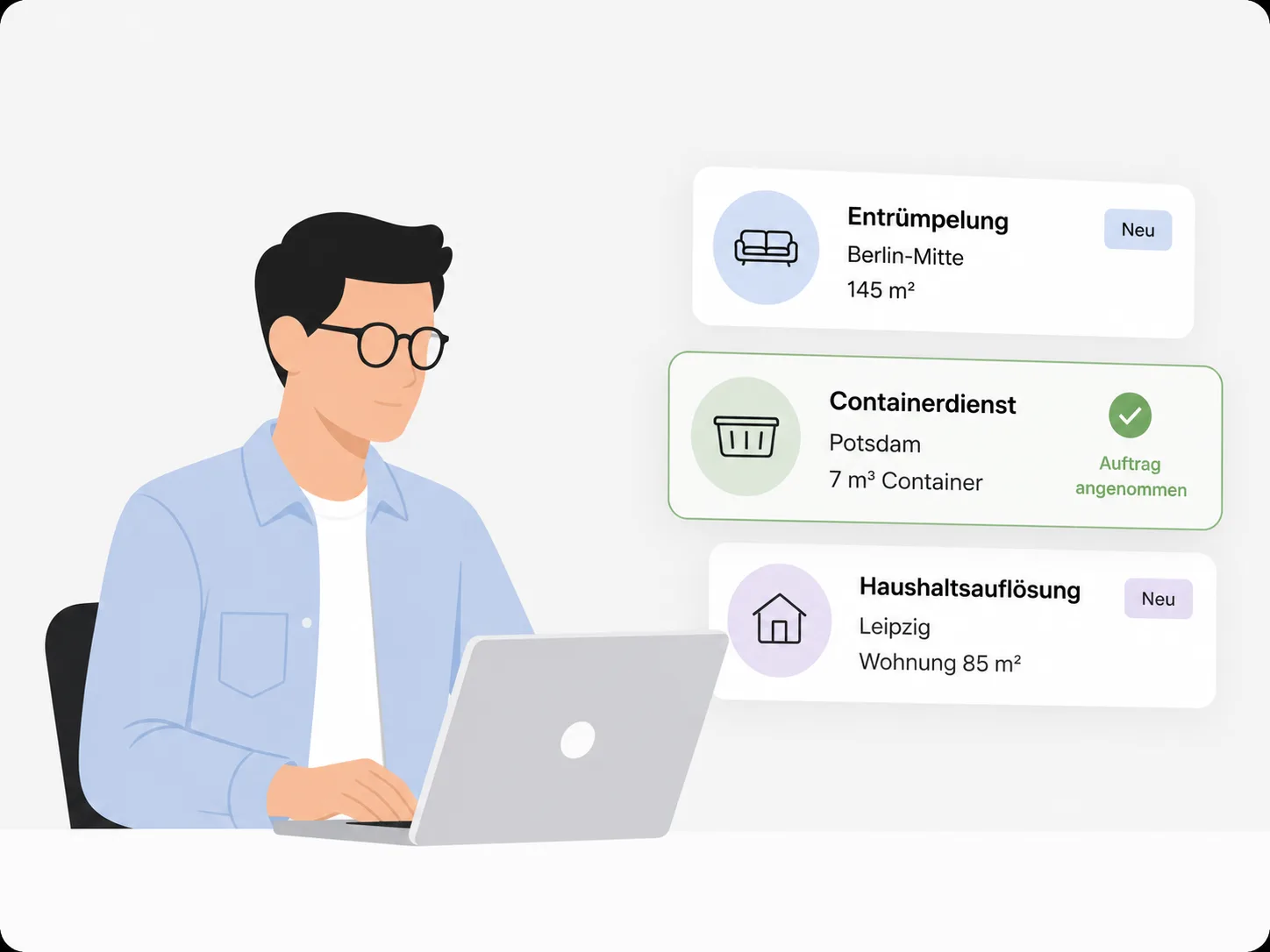 Makler beauftragt Auflösung am Laptop