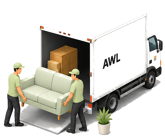 AWL-Partner beim Abtransport eines Möbelstücks in Develier